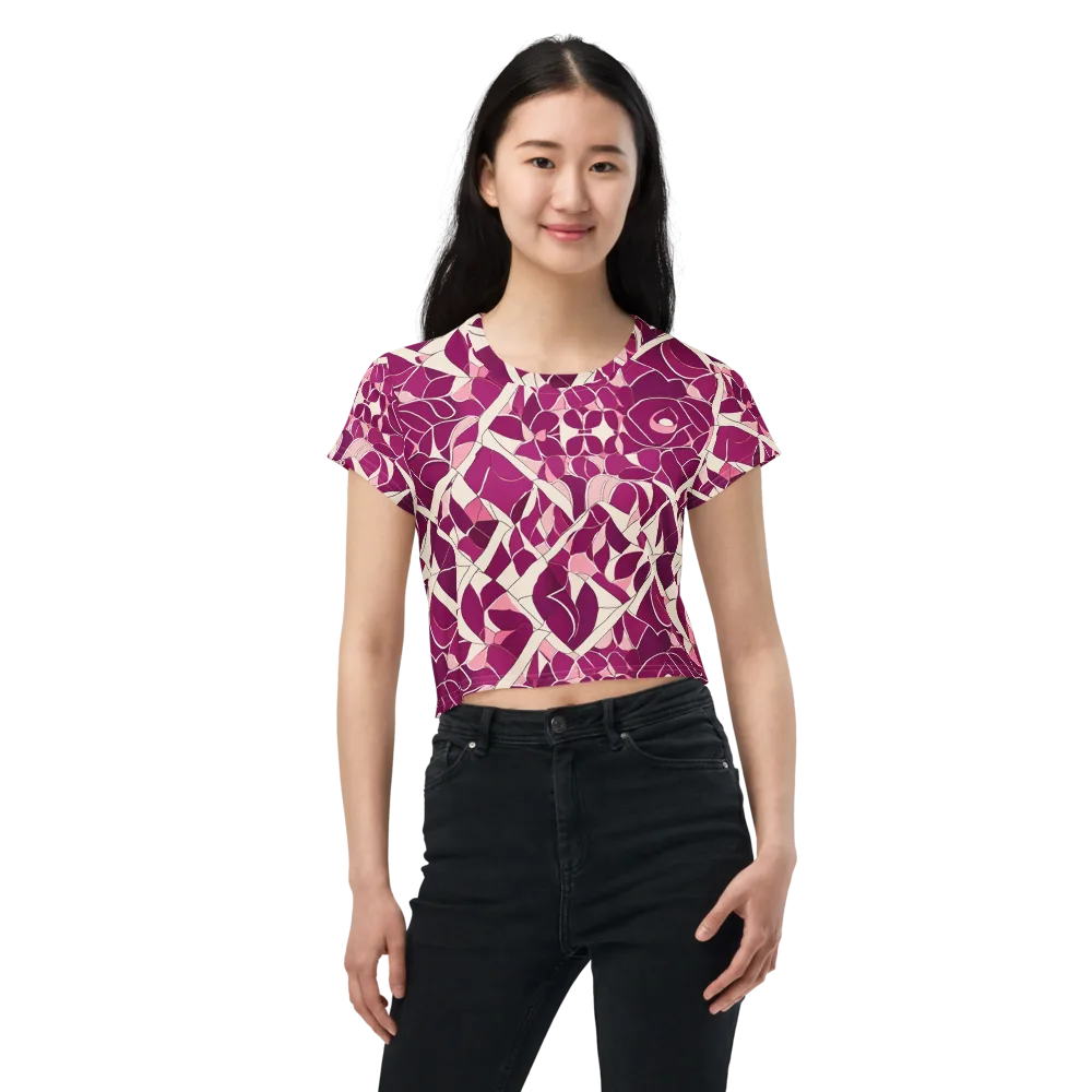 Magenta Mosaic on Crop Tee — Front