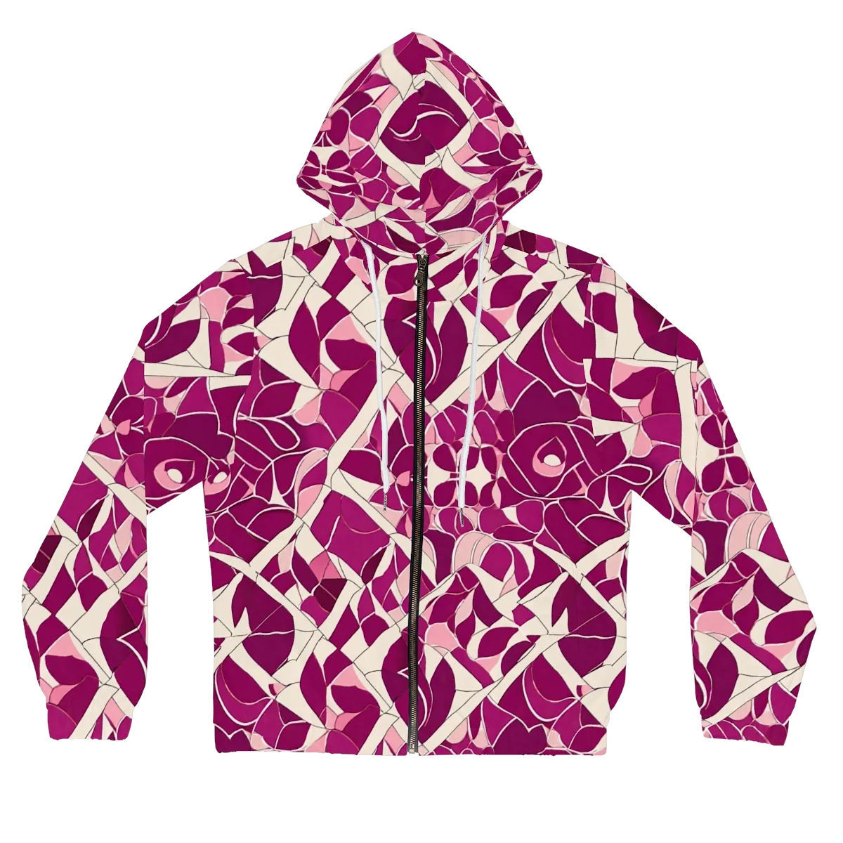 Magenta Mosaic on Women's Full-Zip Hoodie — Front