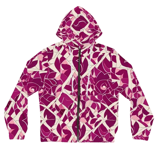 Magenta Mosaic on a Women's Full-Zip Hoodie