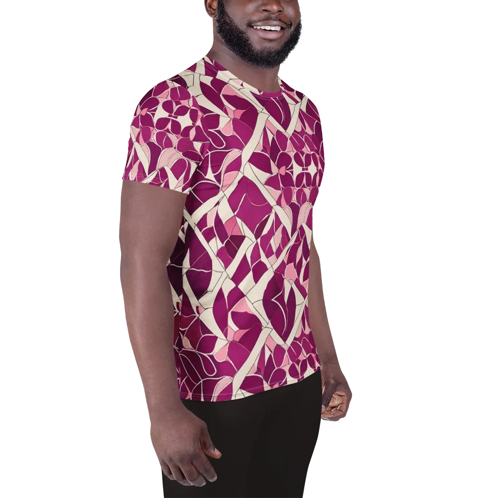 Magenta Mosaic on Men's Athletic T-Shirt — Right