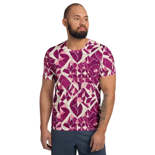 Magenta Mosaic on a Men's Athletic T-Shirt