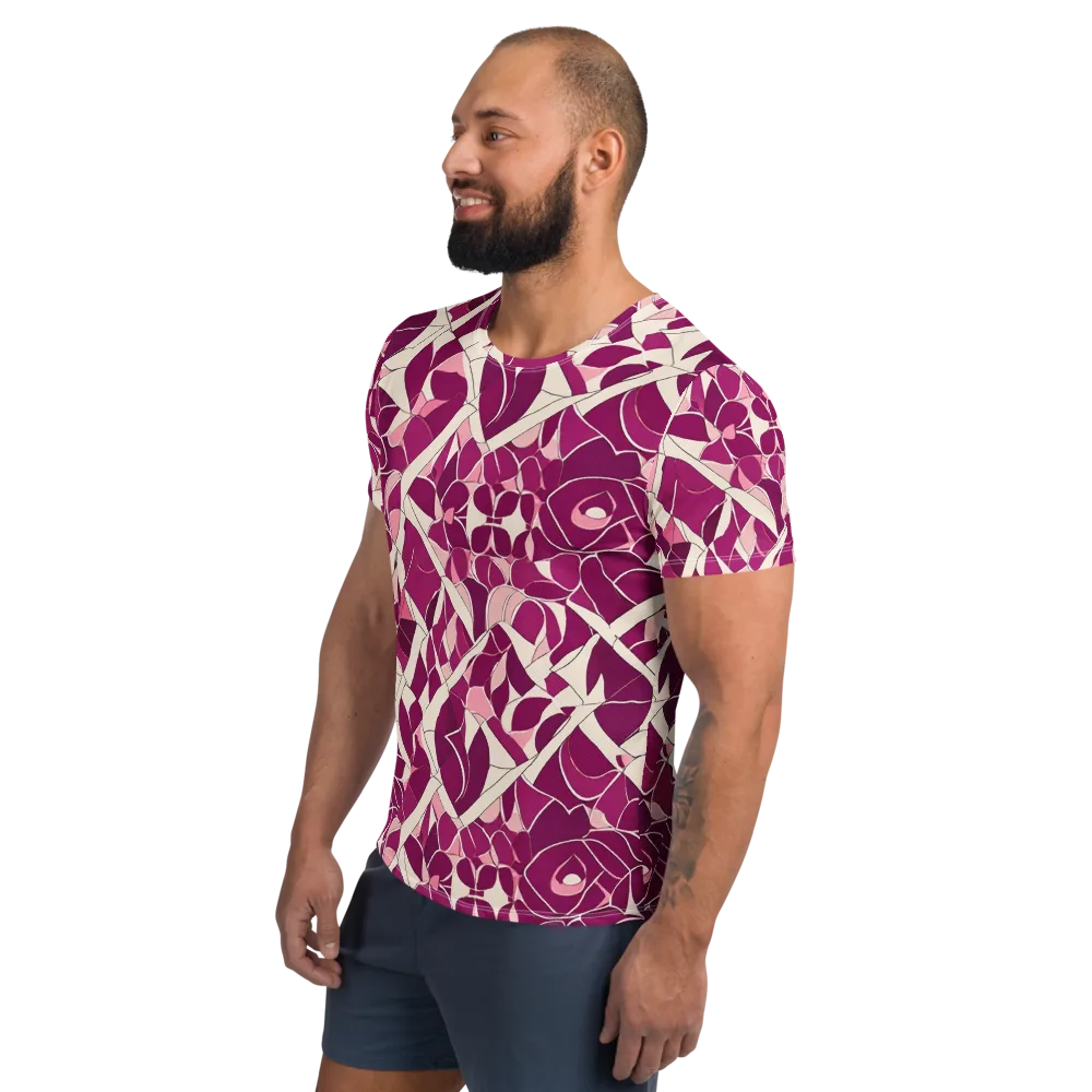 Magenta Mosaic on Men's Athletic T-Shirt — Left