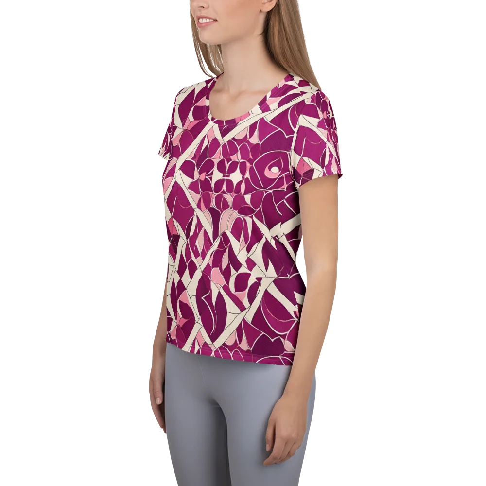 Magenta Mosaic on Women's Athletic T-Shirt — Left