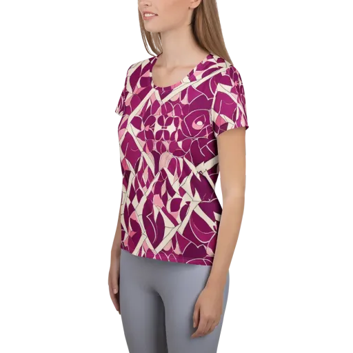 Magenta Mosaic on a Women's Athletic T-Shirt