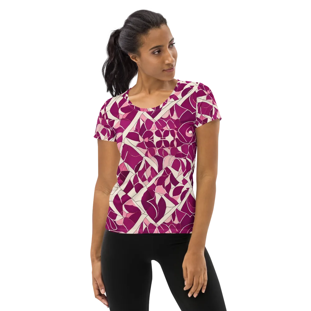 Magenta Mosaic on Women's Athletic T-Shirt — Front