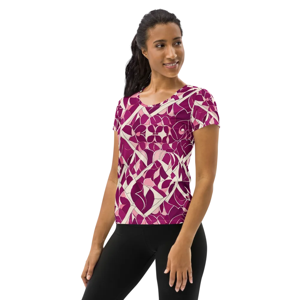 Magenta Mosaic on Women's Athletic T-Shirt — Left