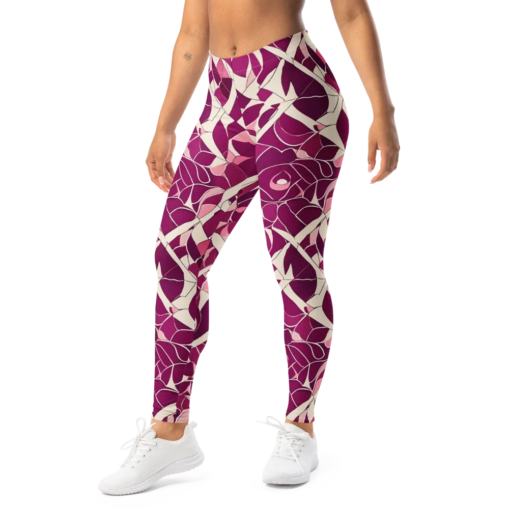 Magenta Mosaic on Leggings — Left Front