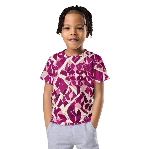Magenta Mosaic on a Kids Crew Neck T-Shirt