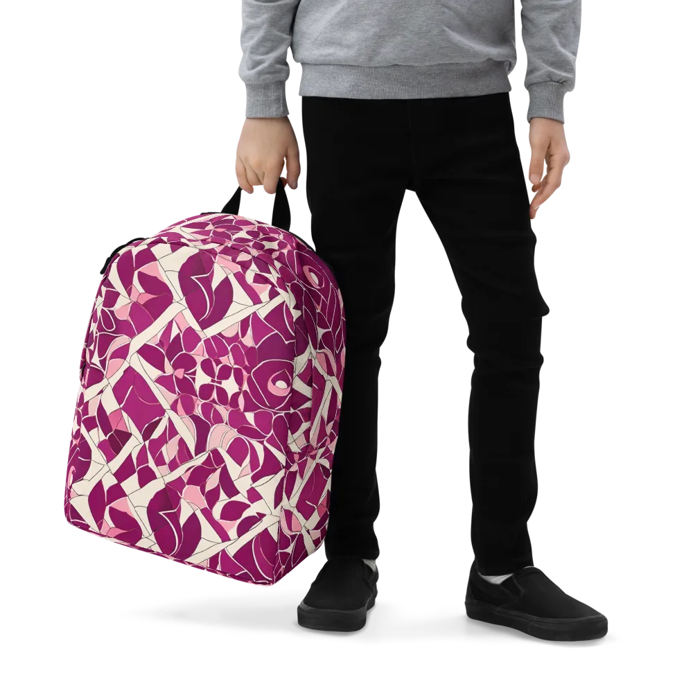 Magenta Mosaic on Minimalist Backpack — Zoomed-in