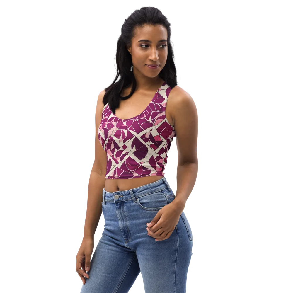 Magenta Mosaic on Crop Top — Left Front