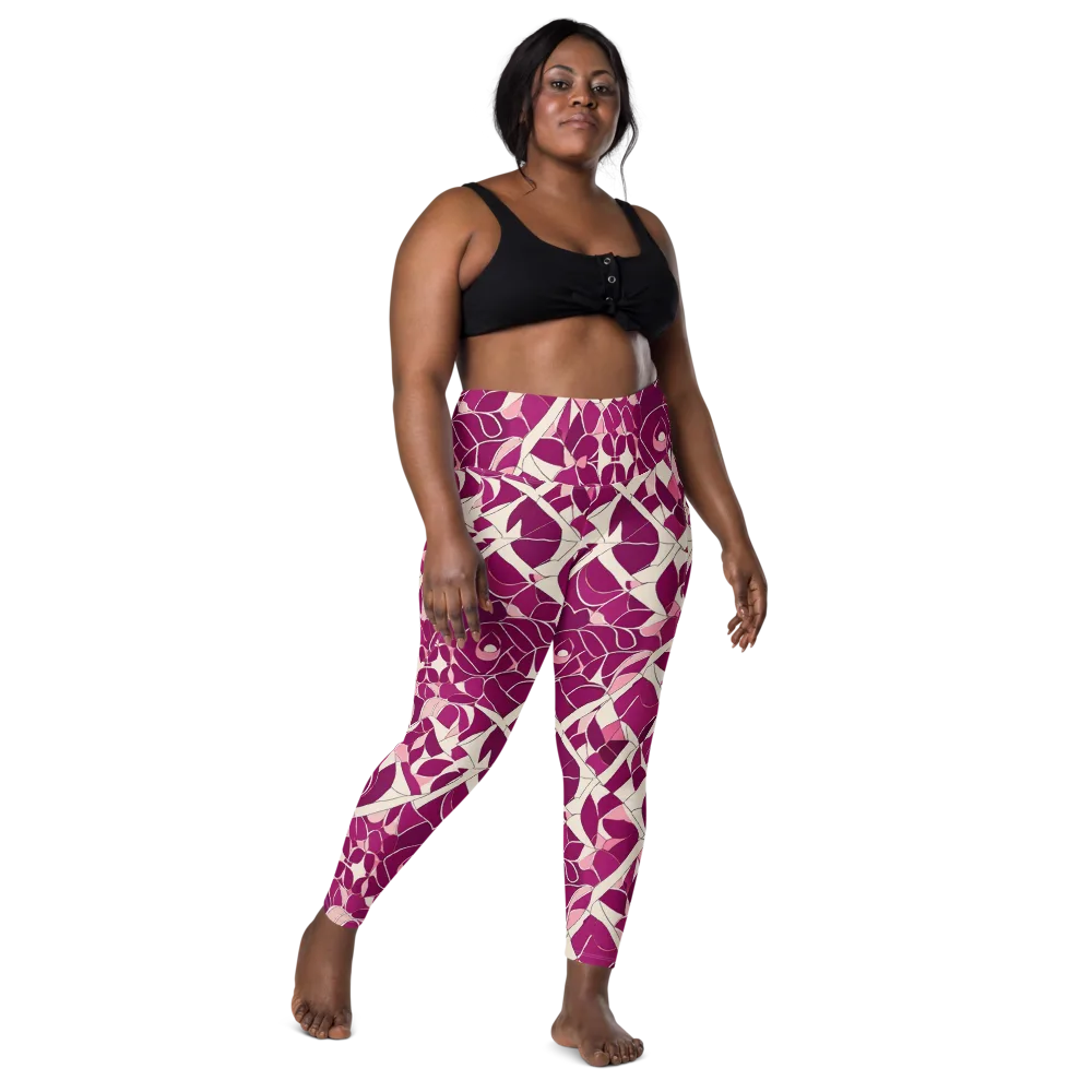 Magenta Mosaic on Leggings with Pockets — Front
