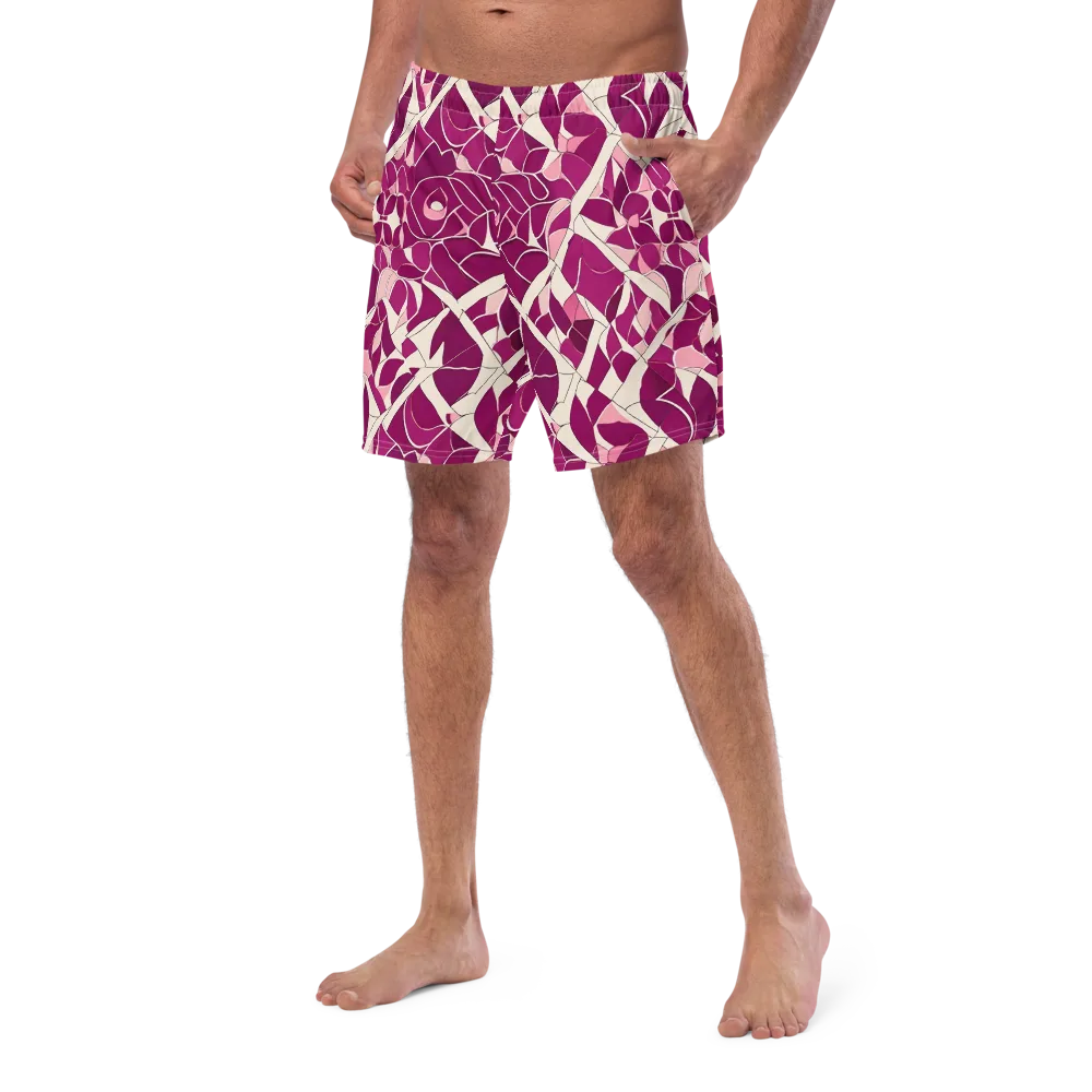 Magenta Mosaic on Swim Trunks — Left Front