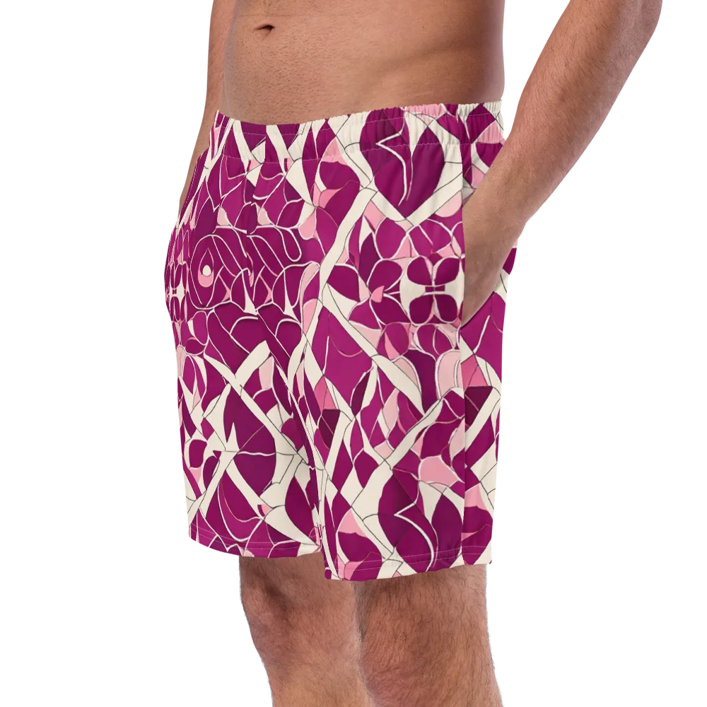Magenta Mosaic on Swim Trunks — Left Front