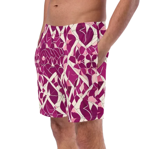 Magenta Mosaic on a Swim Trunks