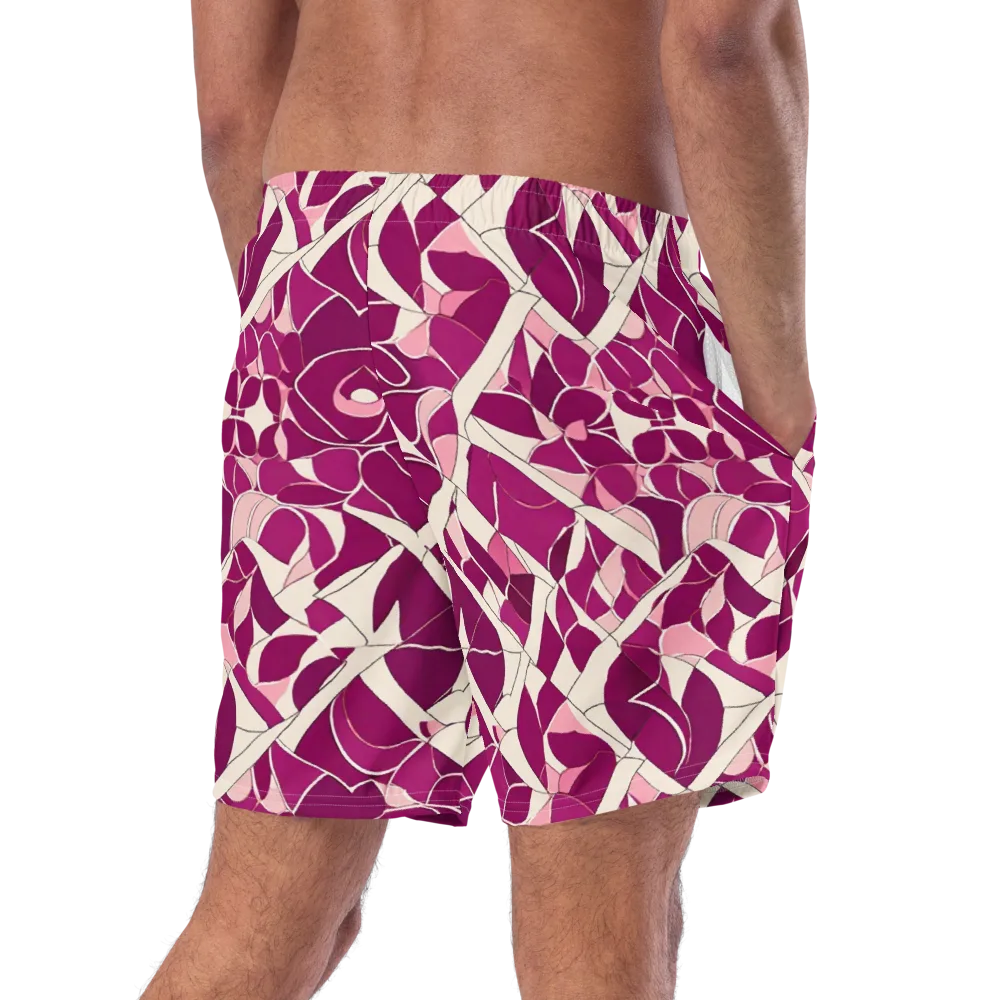 Magenta Mosaic on Swim Trunks — Right Back