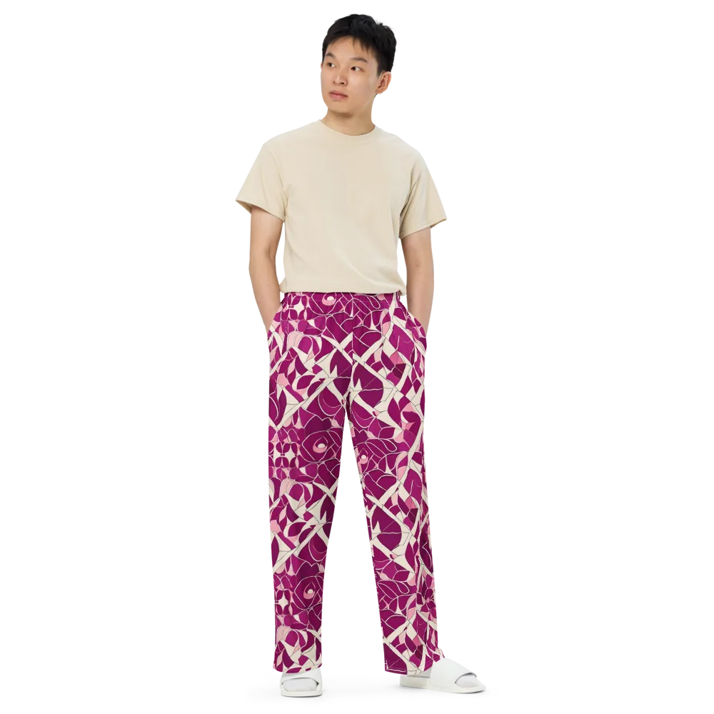 Magenta Mosaic on Wide-Leg Pants — Front