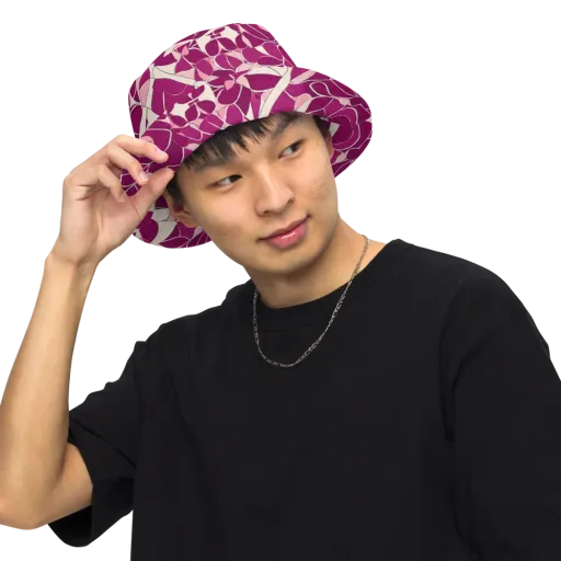 Magenta Mosaic on a Reversible Bucket Hat