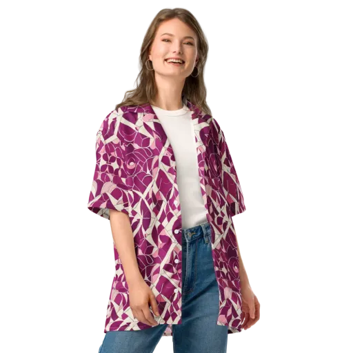 Magenta Mosaic on a Button Shirt