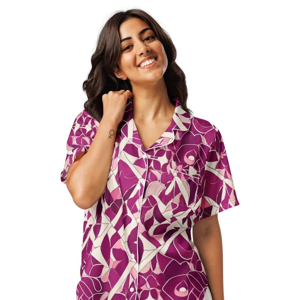 Magenta Mosaic on Women's Short Sleeve Pajama Top — Front