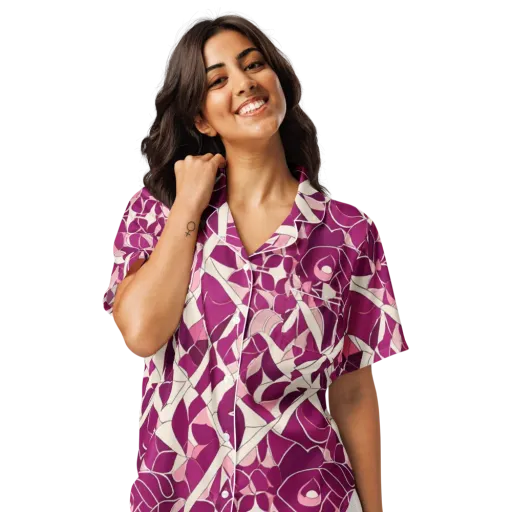 Magenta Mosaic on a Women's Short Sleeve Pajama Top