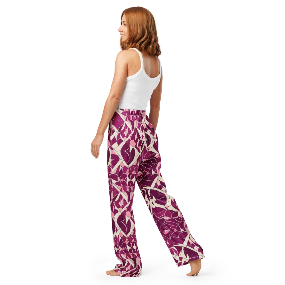 Magenta Mosaic on Women's Pajama Pants — Back