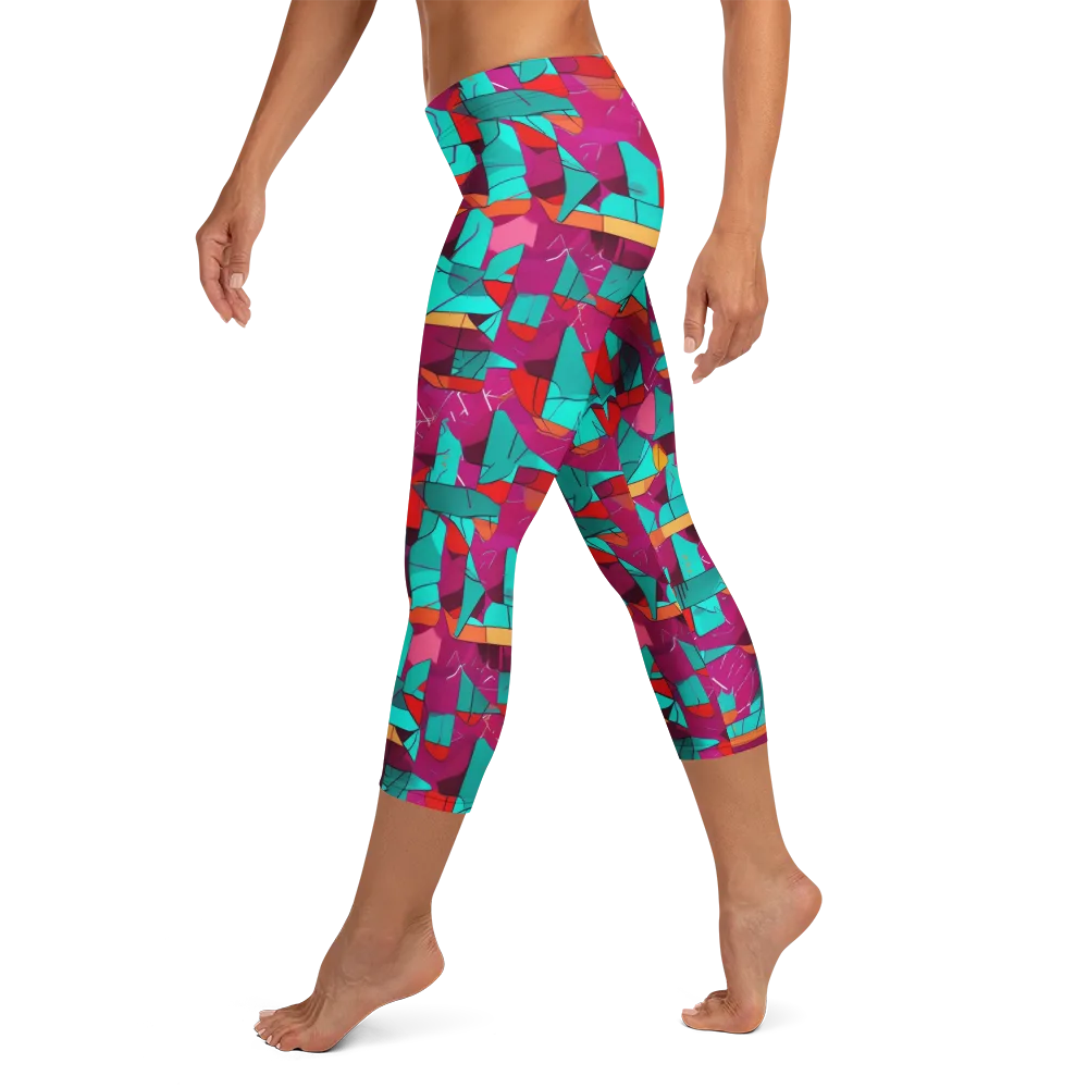 Neon Quilt on Capri Leggings — Left
