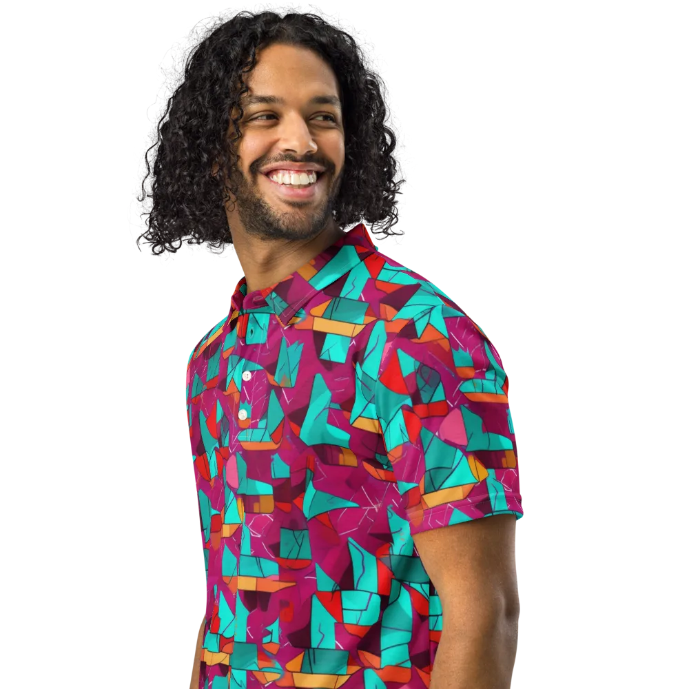Neon Quilt on Men's Slim Fit Polo Shirt — Left Front