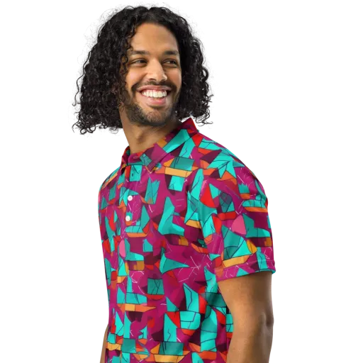 Neon Quilt on a Men's Slim Fit Polo Shirt
