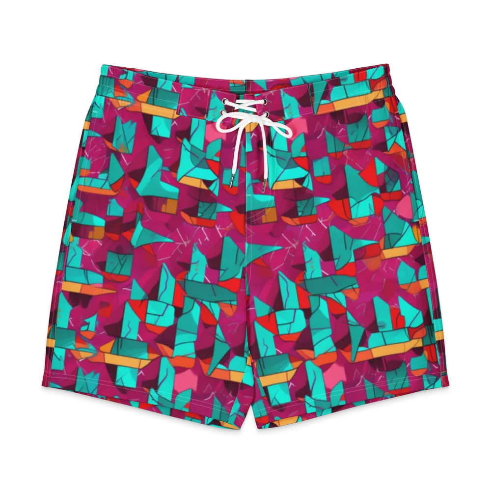 Neon Quilt on Men's Board Shorts — Front