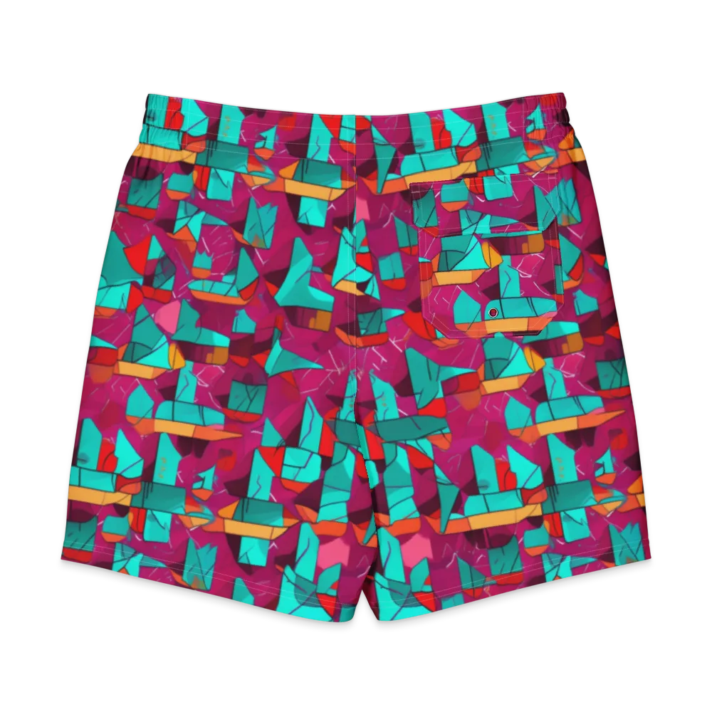 Neon Quilt on Men's Board Shorts — Back