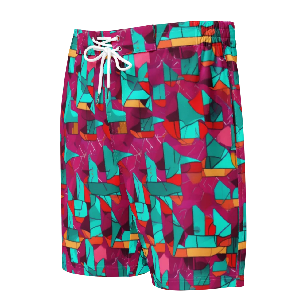 Neon Quilt on Men's Board Shorts — Front