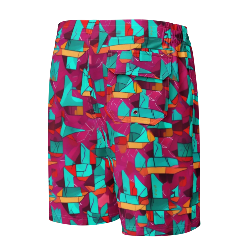 Neon Quilt on Men's Board Shorts — Back