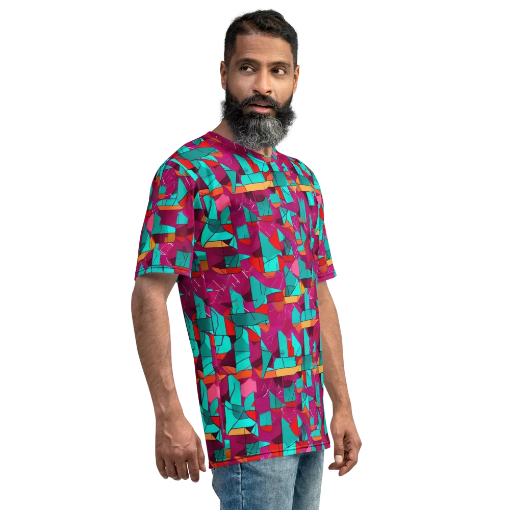 Neon Quilt on Men's Crew Neck T-Shirt — Right