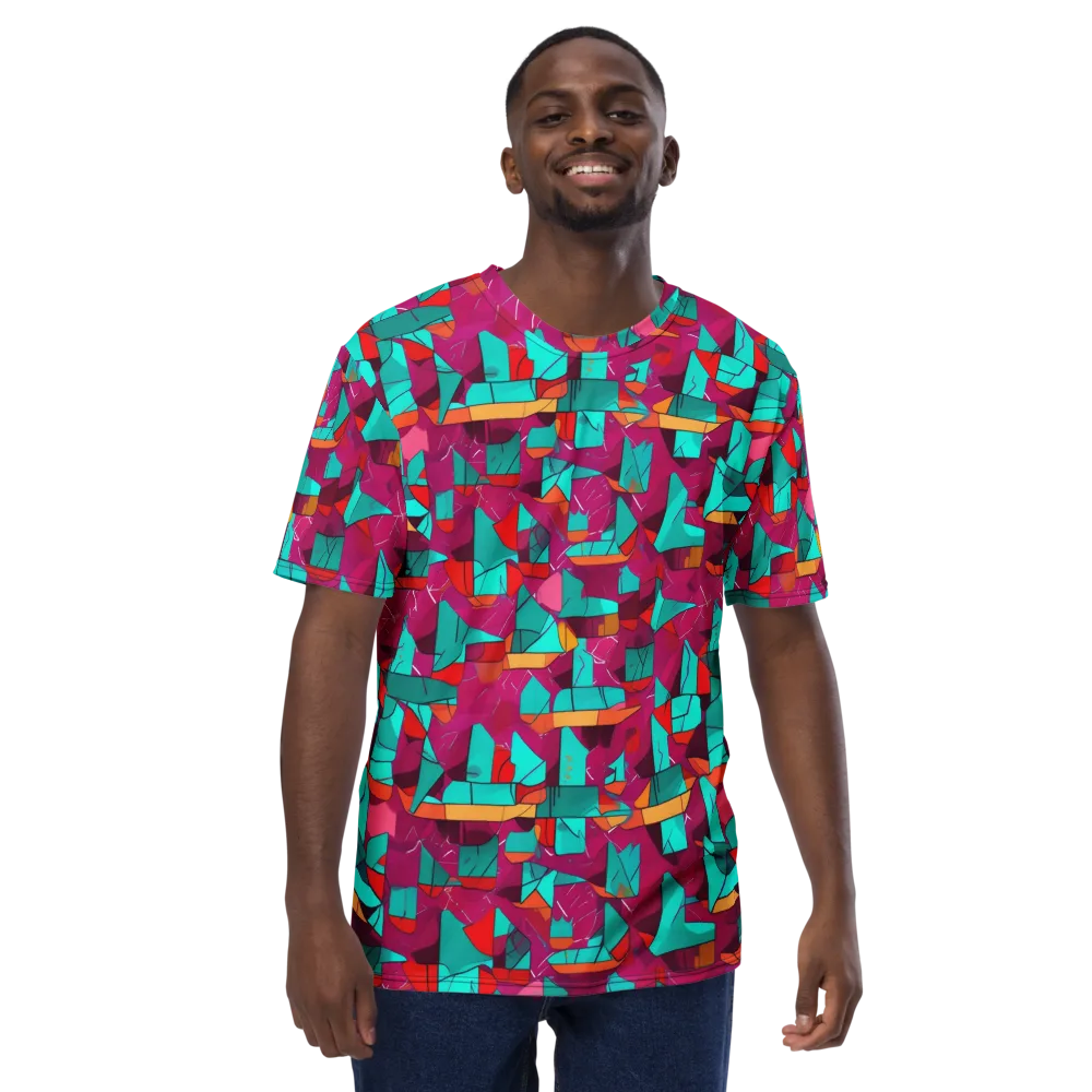 Neon Quilt on Men's Crew Neck T-Shirt — Front