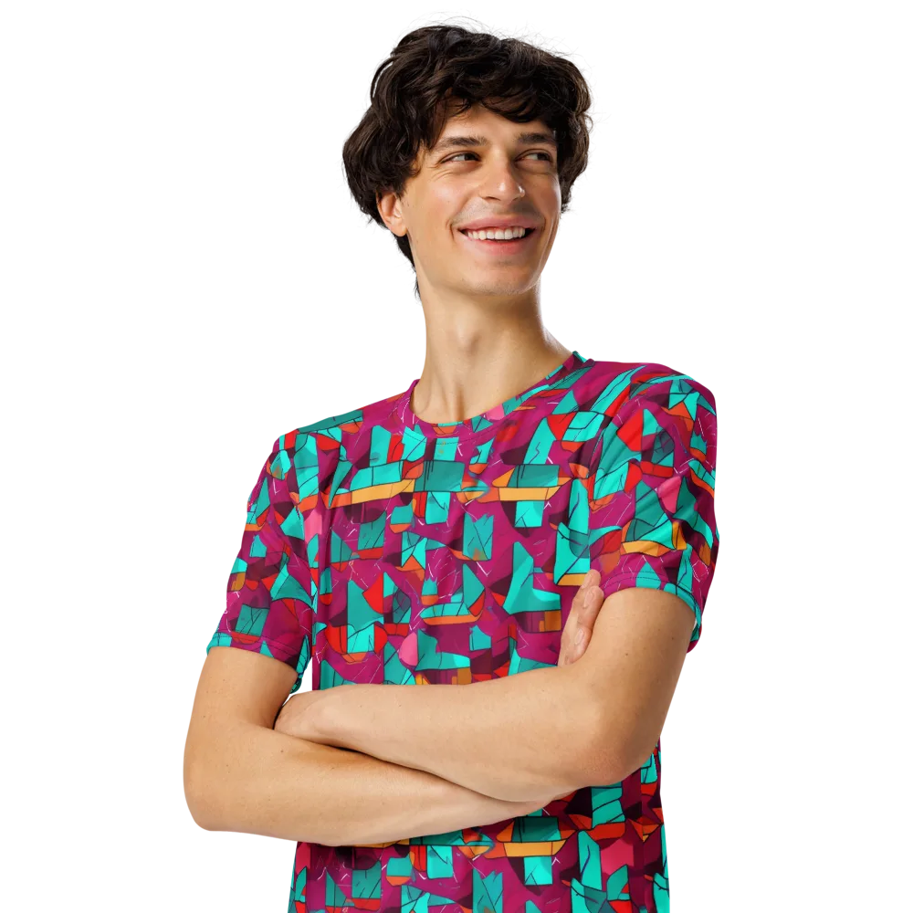 Neon Quilt on Men's Crew Neck T-Shirt — Left Front