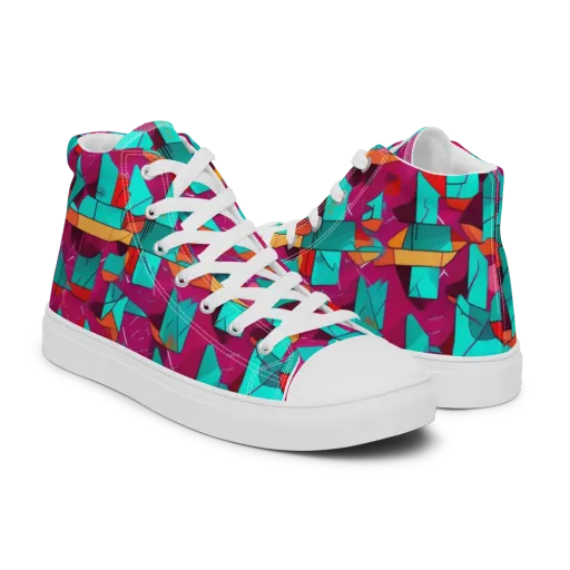 Neon Quilt on a Men's High Top Canvas Shoes