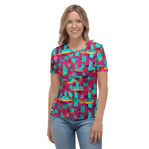 Neon Quilt on a Women's Crew Neck T-Shirt