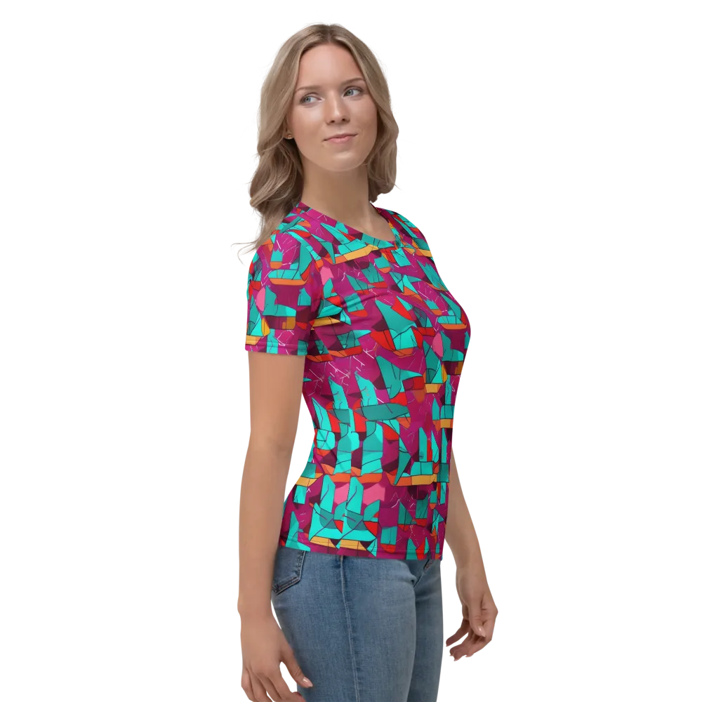 Neon Quilt on Women's Crew Neck T-Shirt — Right