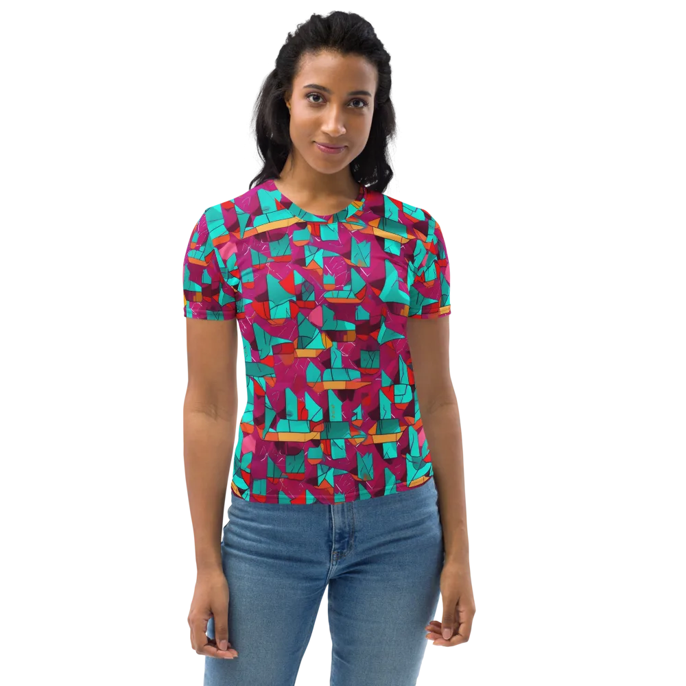 Neon Quilt on Women's Crew Neck T-Shirt — Front