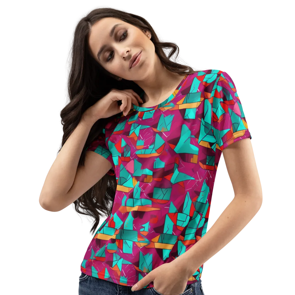 Neon Quilt on Women's Crew Neck T-Shirt — Left Front