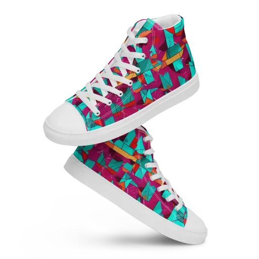 Neon Quilt on a Women's High Top Canvas Shoes
