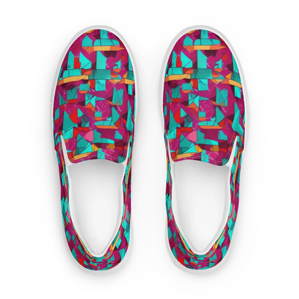 Neon Quilt on Men's Slip-On Canvas Shoes — Front