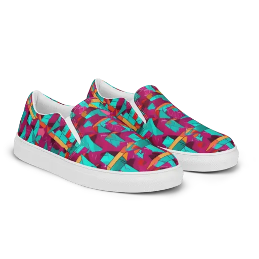 Neon Quilt on a Men's Slip-On Canvas Shoes