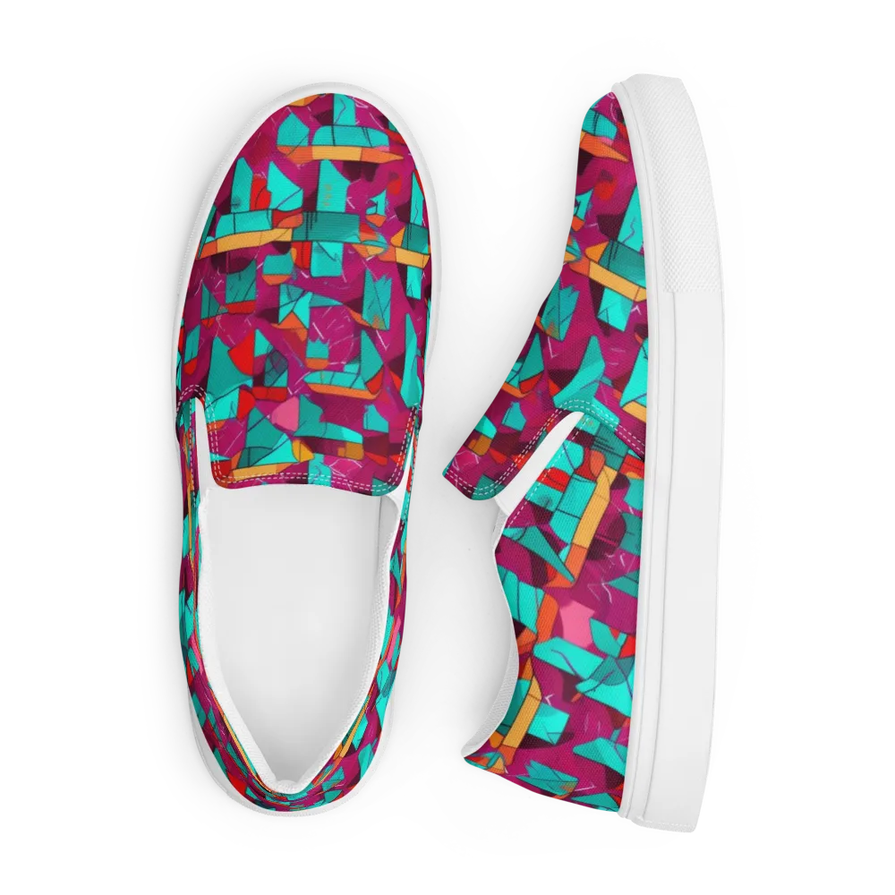 Neon Quilt on Men's Slip-On Canvas Shoes — Front