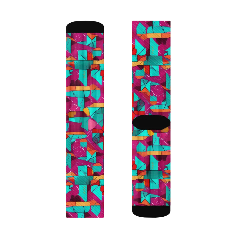 Neon Quilt on Socks — Left Sock