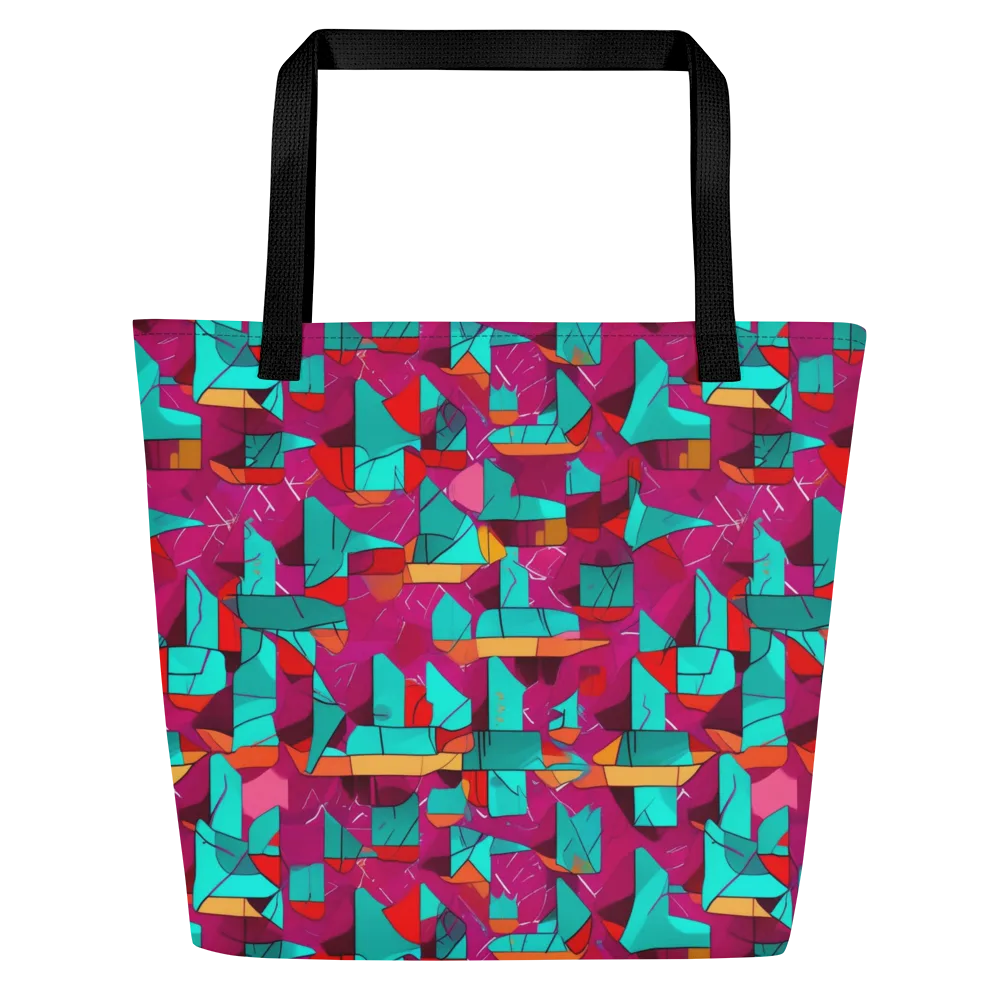 Neon Quilt on Large Tote Bag W/ Pocket — Front