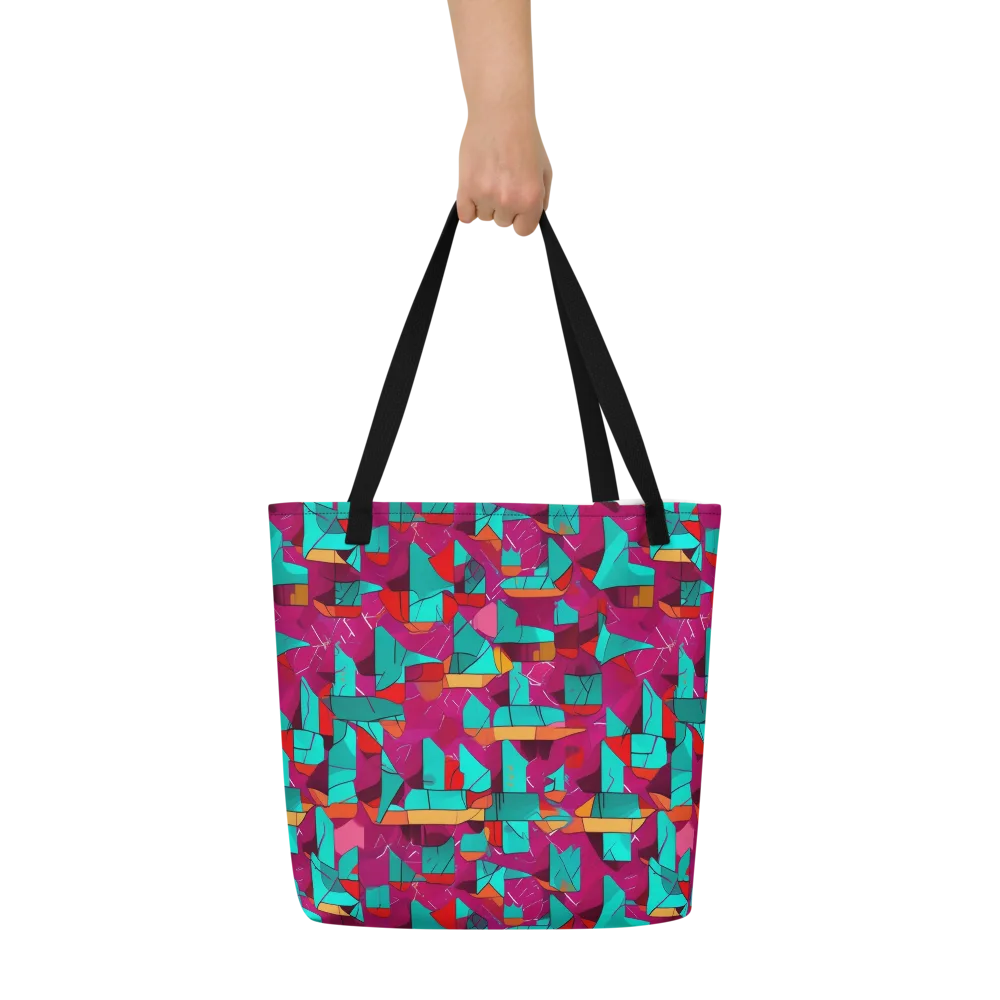 Neon Quilt on Large Tote Bag W/ Pocket — Front