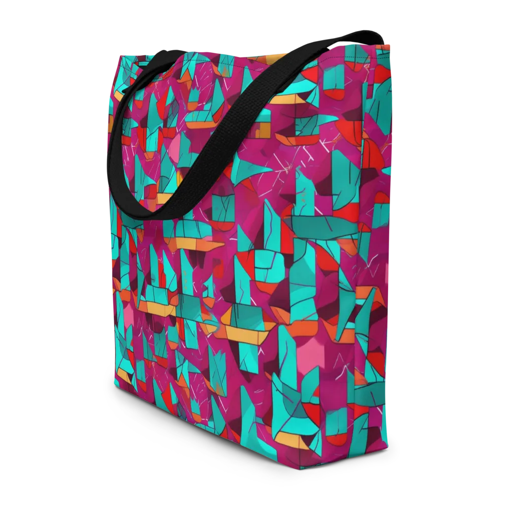 Neon Quilt on Large Tote Bag W/ Pocket — Front