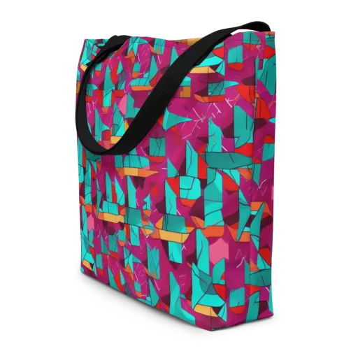 Neon Quilt on a Large Tote Bag W/ Pocket