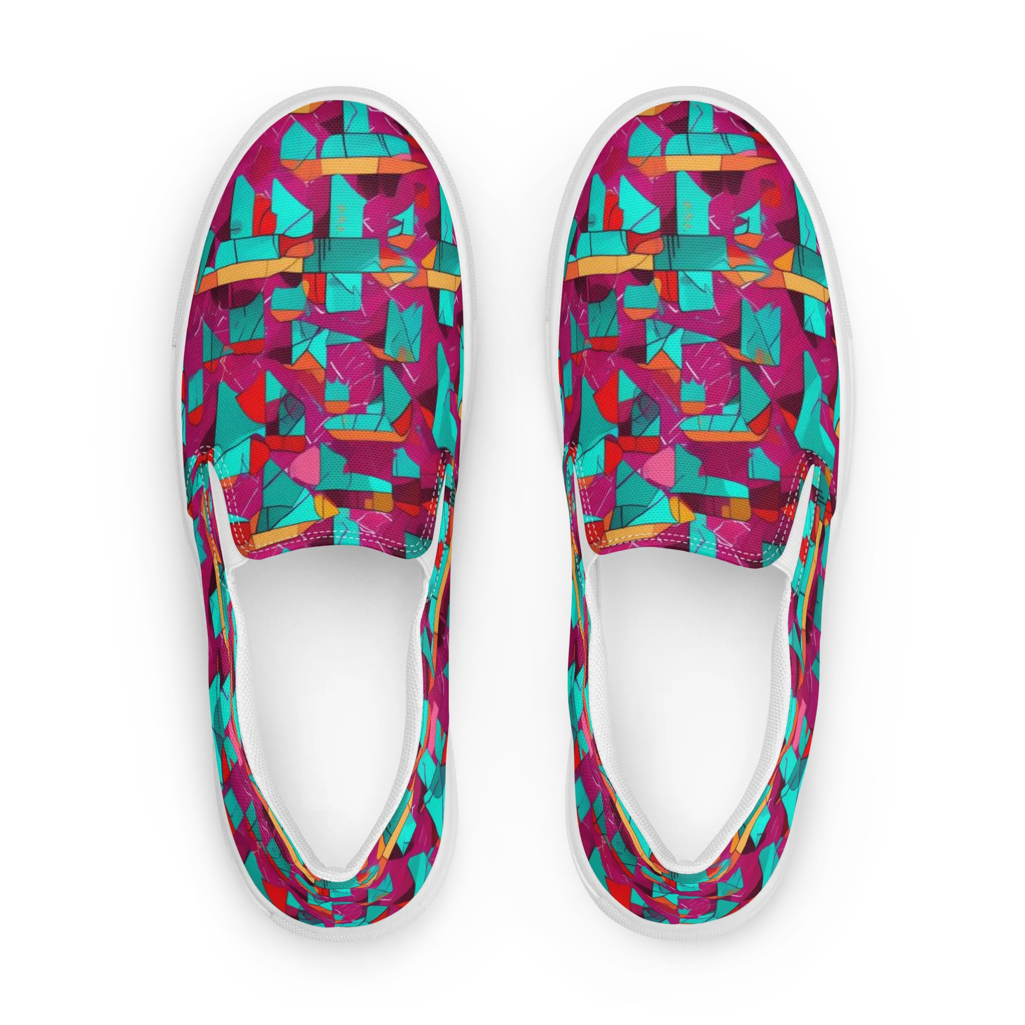 Neon Quilt on Women's Slip-On Canvas Shoes — Front